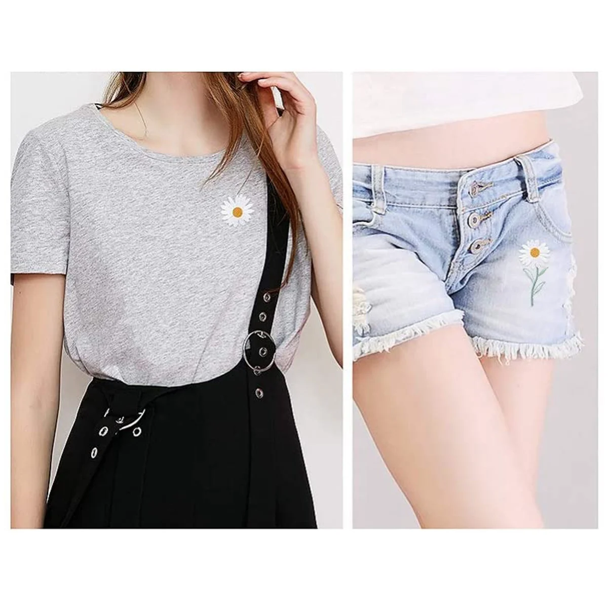 *X07A 17 шт. нашивка с вышивкой в виде цветка ромашки, железная/шивка на аппликации для платья, рюкзака, куртки (белая) *X07A 17 шт. нашивка с вышивкой в виде цветка ромашки, железная/шивка на аппликации для платья, рюкзака, куртки (белая)