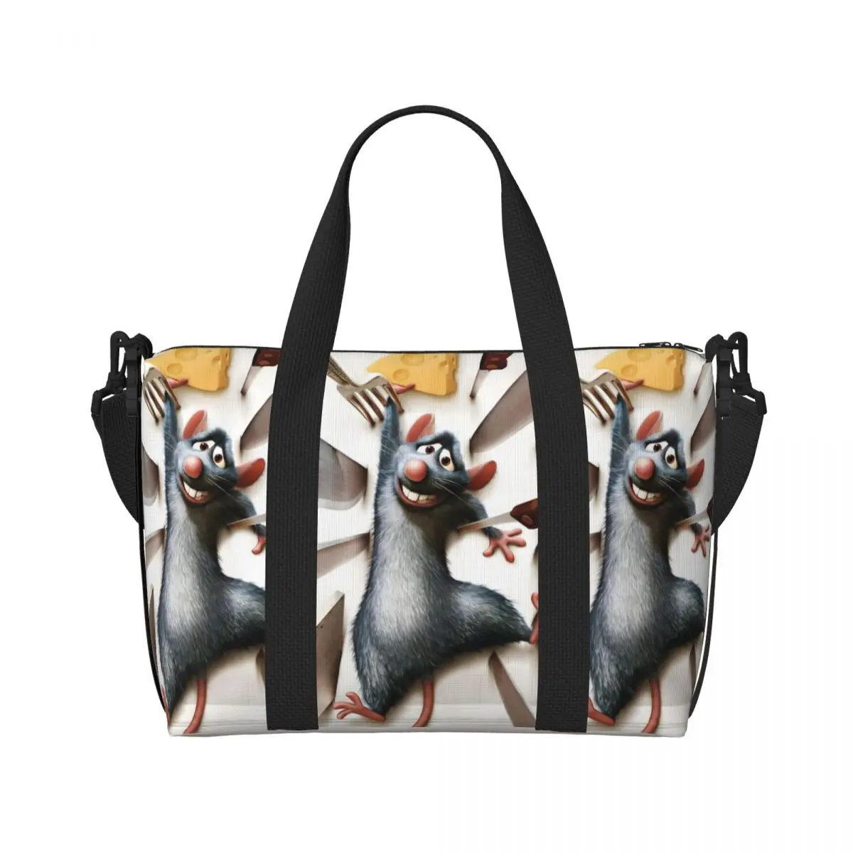 مخصص راتاتوي حقيبة حمل على الشاطئ حقيبة المرأة الرسوم المتحركة الكوميدية مقصورة كبيرة حقائب السفر الشاطئ الصالة الرياضية