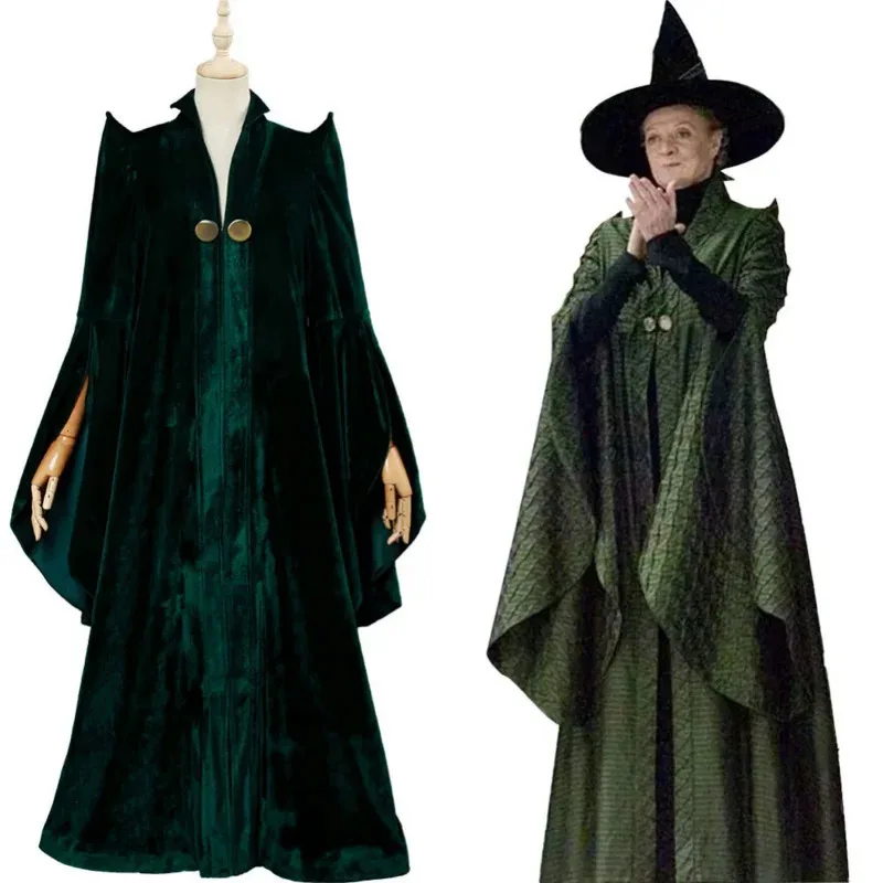 

Professor Minerva McGonagall Cosplay Costume Green Robe Cloak Dress Coat Outfits Halloween Costumes New Arrival
