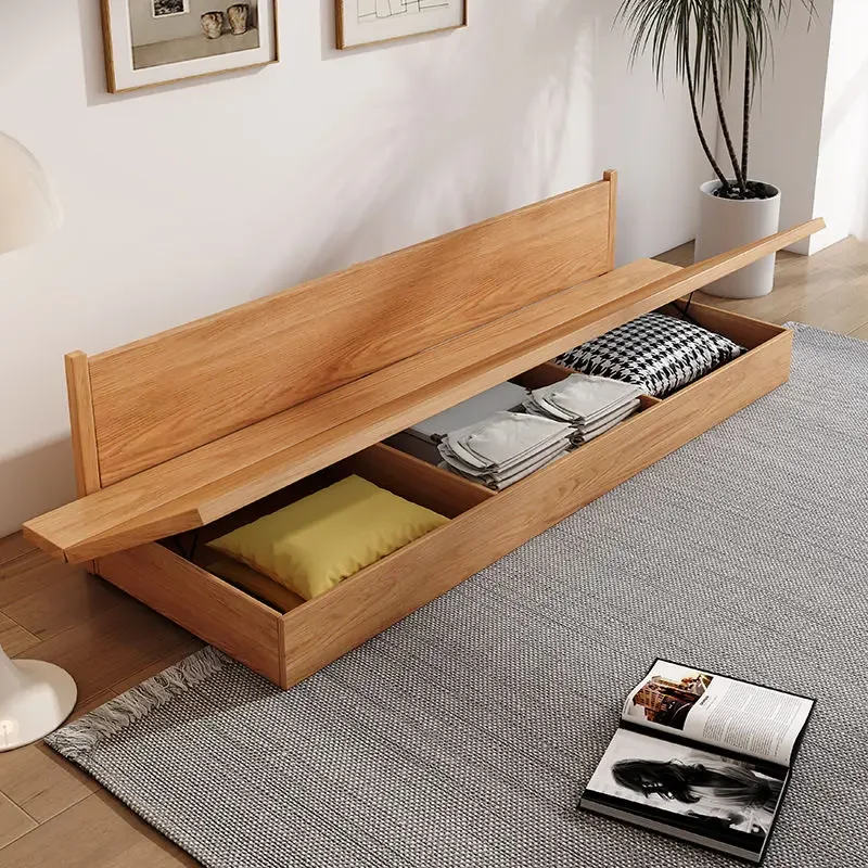 

Hot sales Solid wood sofa Japanese log style three-person sofa simple Nordic storage sofa combination