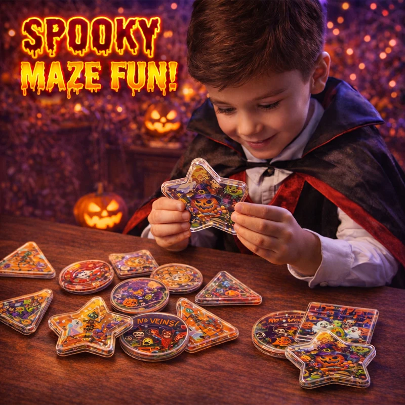 Halloween Mini-Labyrinth-Spielzeuge, Lehrreiche Handheld-Gehirnpuzzles, Party-Geschenke für Kinder, Goodie-Bag-Austauschgeschenk – Detail 2