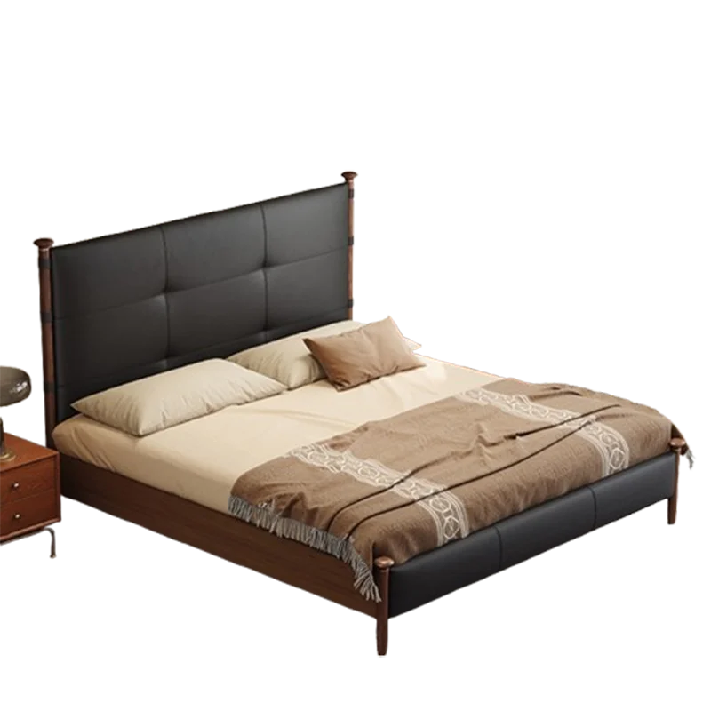 Black Upholstered Double Bed Elegant European Beauty Designer Double Bed Lit Pliable Camas De Dormitorio Bedroom Furniture