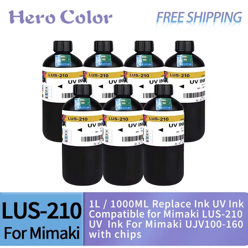 1L / 1000ML Replace Ink UV Ink Compatible for Mimaki LUS-210 UV Ink For Mimaki UJV100-160 with chips