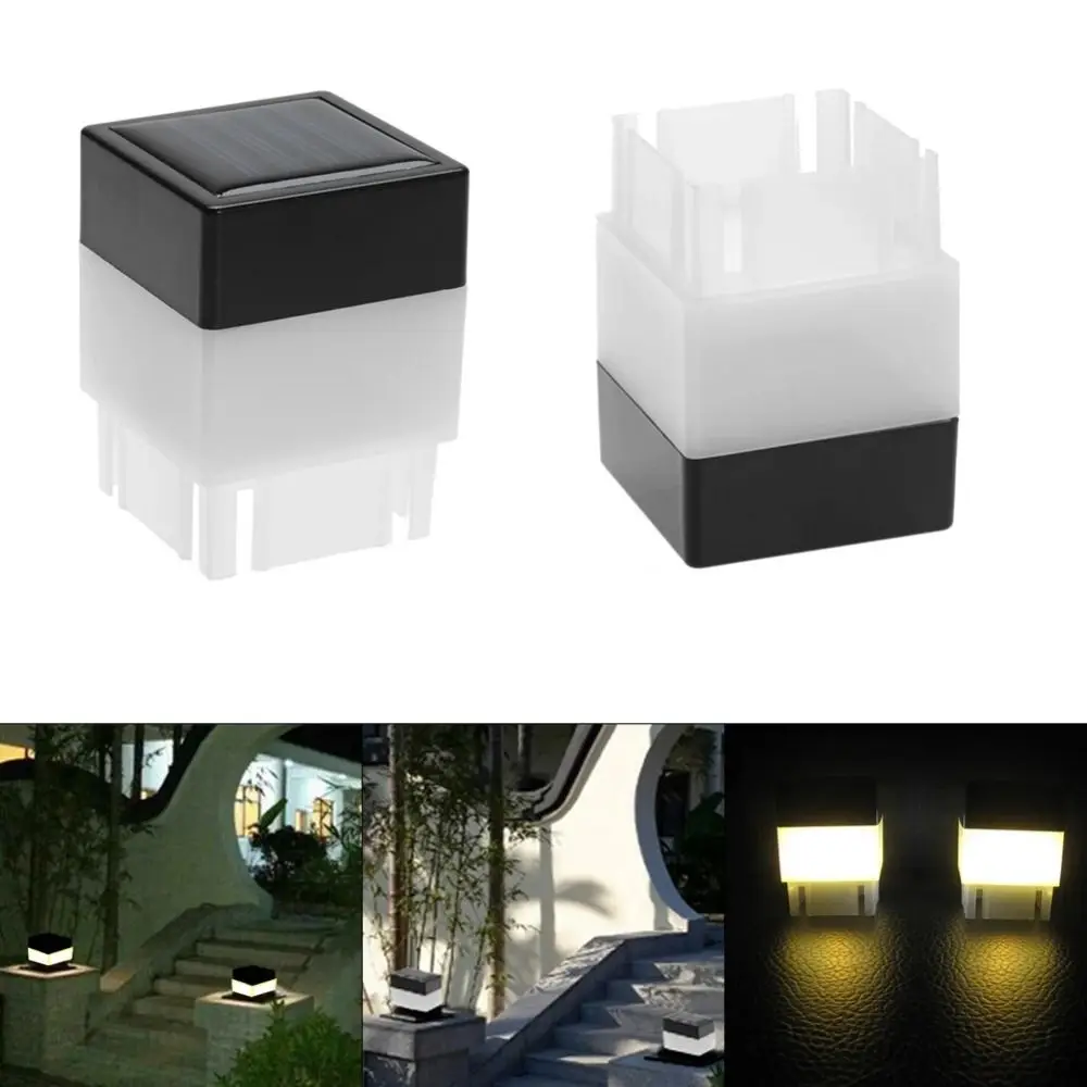 Square Outdoor Solar LED Lamp Waterproof White/Warm Light LED Solar Light Fence Post Pool Garden Lamp Garden Decoration