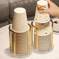 Luxury Disposable Cup Storage Holder Water Tea Cups Dispenser Rack Shelf  Longer Stick Mug Display Stand Home Organizer