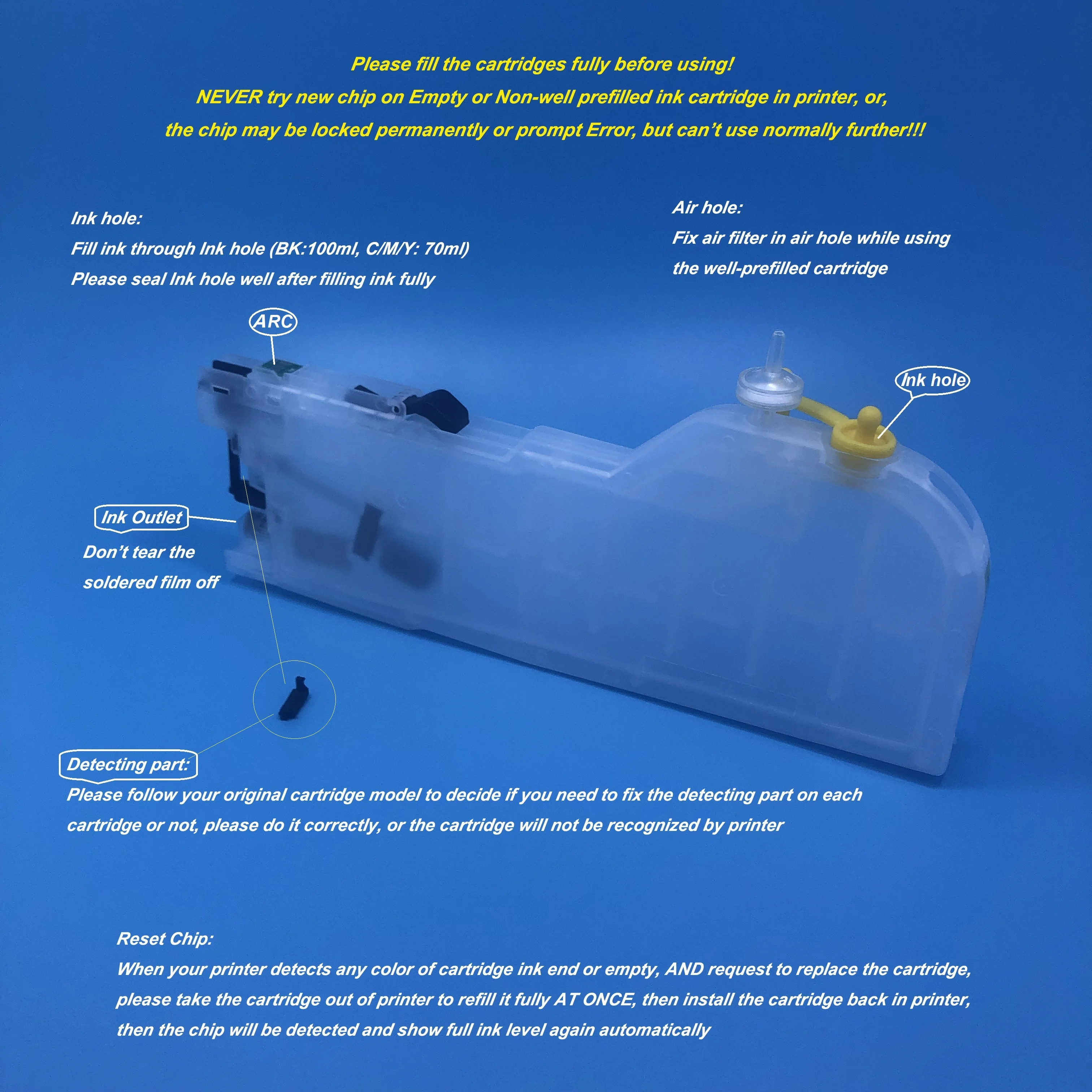 LC133 LC131 Refillable Ink Cartridge for Brother DCP-J4110DW DCP-J552DW DCP-J752DW MFC-J4410DW MFC-J4510DW MFC-J4710DW MFC-J6920