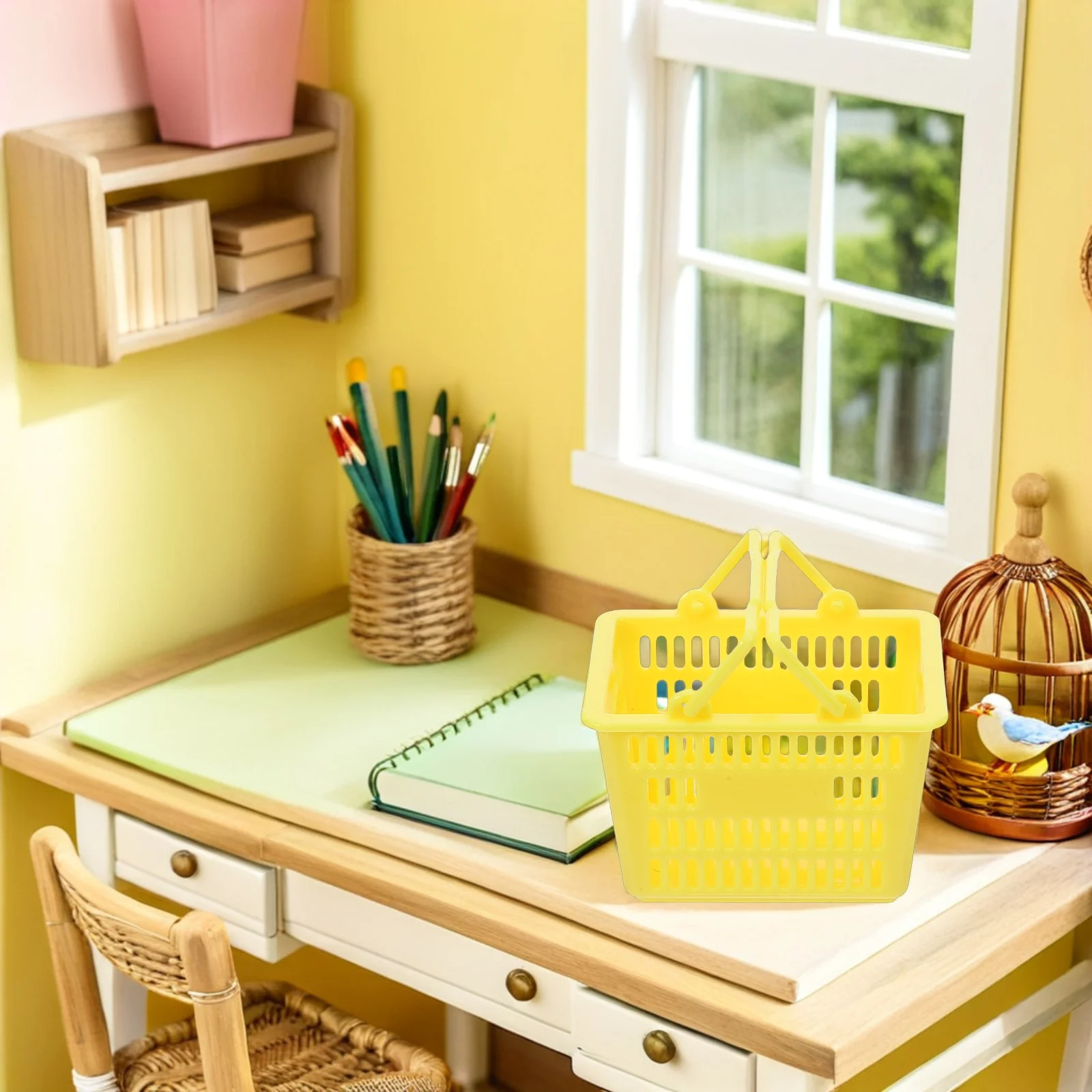 20Pcs Small Grocery Basket with Handles - Lightweight Kids Shopping Cart for Roleplaying - Ideal for Home School Playgroup