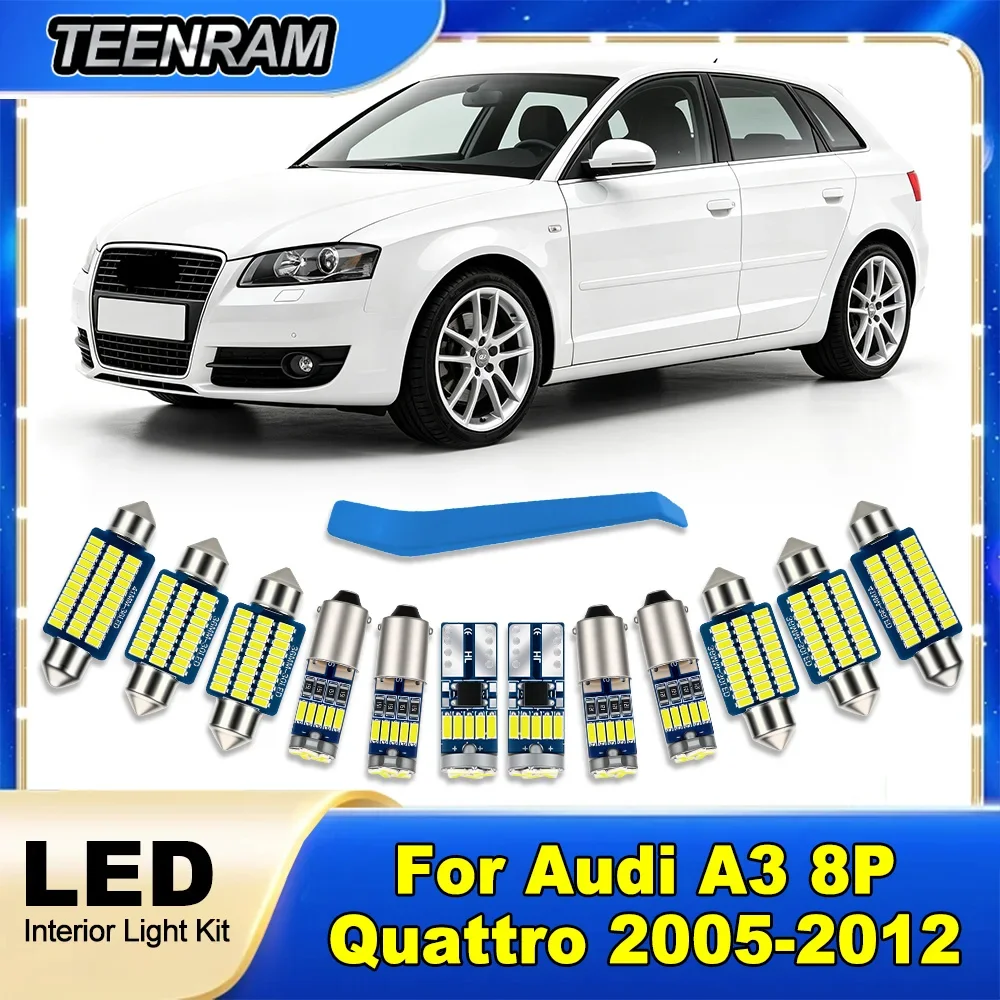 For Audi A3 8P FWD 2005-2012 LED Interior Map Dome Vanity Mirror Trunk Glove Box Light Kit Canbus Interior Lamps 2009 2010 2011