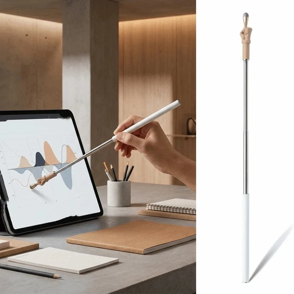 Stainless Steel Retractable Rod Telescopic Teacher Pointer Ergonomic Handheld Grip Extendable Finger Reading Stylus