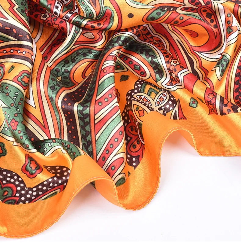 Hochwertige Seidenschals für Damen, quadratisch, Satin, Hijab-Schal, schlichtes Taschentuch, Schals, Wraps, Kopf, weibliches Stirnband, islamisches Halstuch – Detail 6