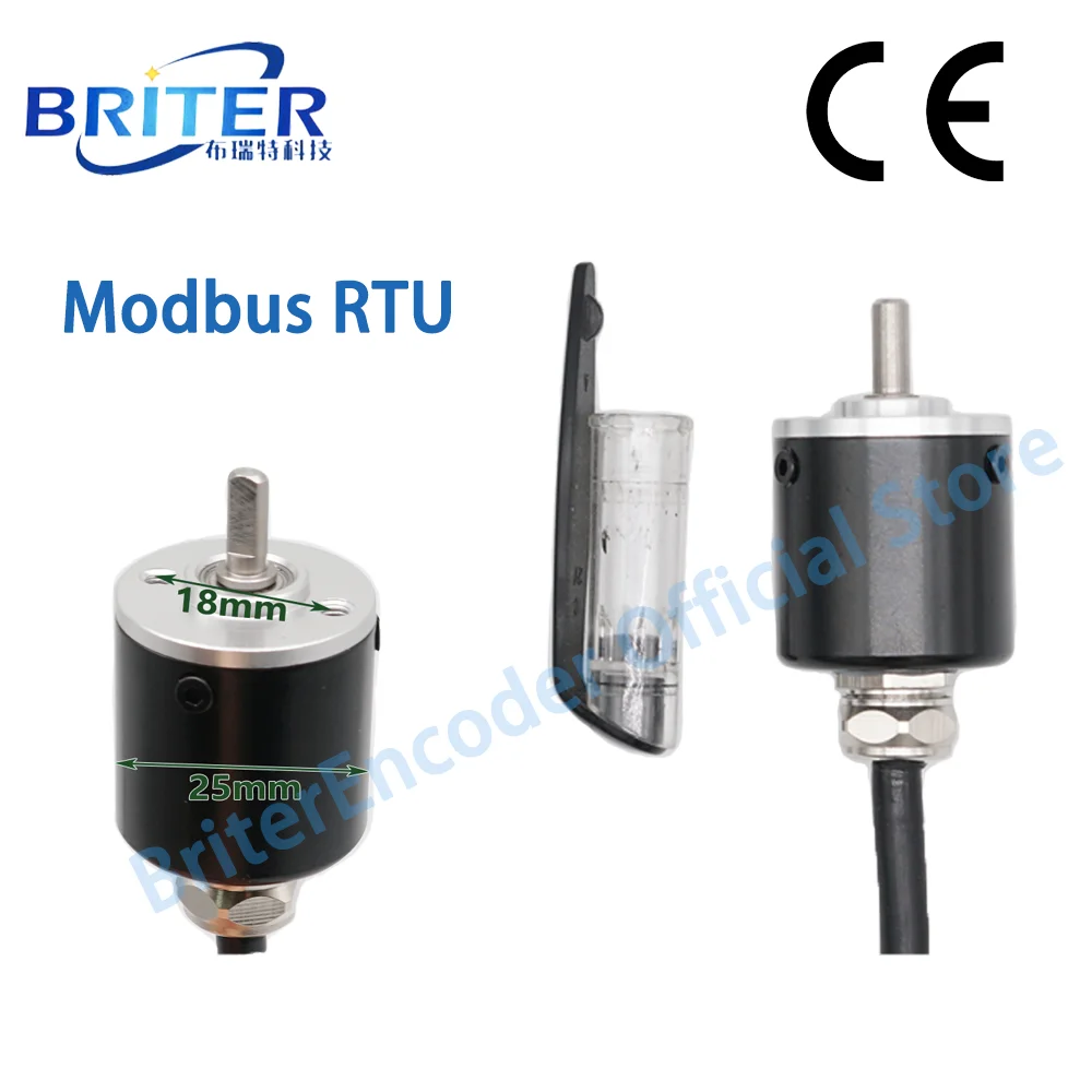 Contactless Absolute Rotary Encoder, 4mm Shaft, 4096/1024 PPR, 10/12/15 Bit Resolution, RS485 Interface, Single-Turn Angle Measu