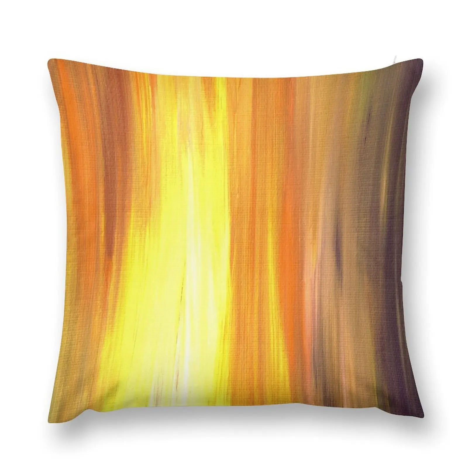 IRRADIATED YELLOW Colorful Fine Art Sunshine Yellow Warm Gold Orange Violet Modern Abstract Acrylic Painting Throw Pillow