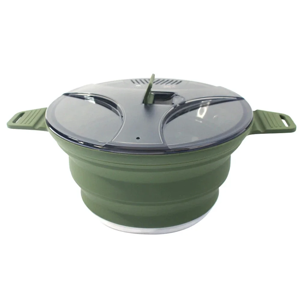 

Outdoor camping foldable cooking pot multifunctional anti-scald 2.5L silicone picnic cookware travel hiking portable tableware