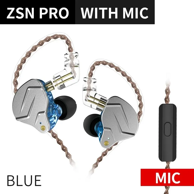 KZ ZSN PRO 1BA 1DD Hybride aandrijving in ooroordopjes HIFI metalen bas oordopjes sport muziek headset vervangbaar