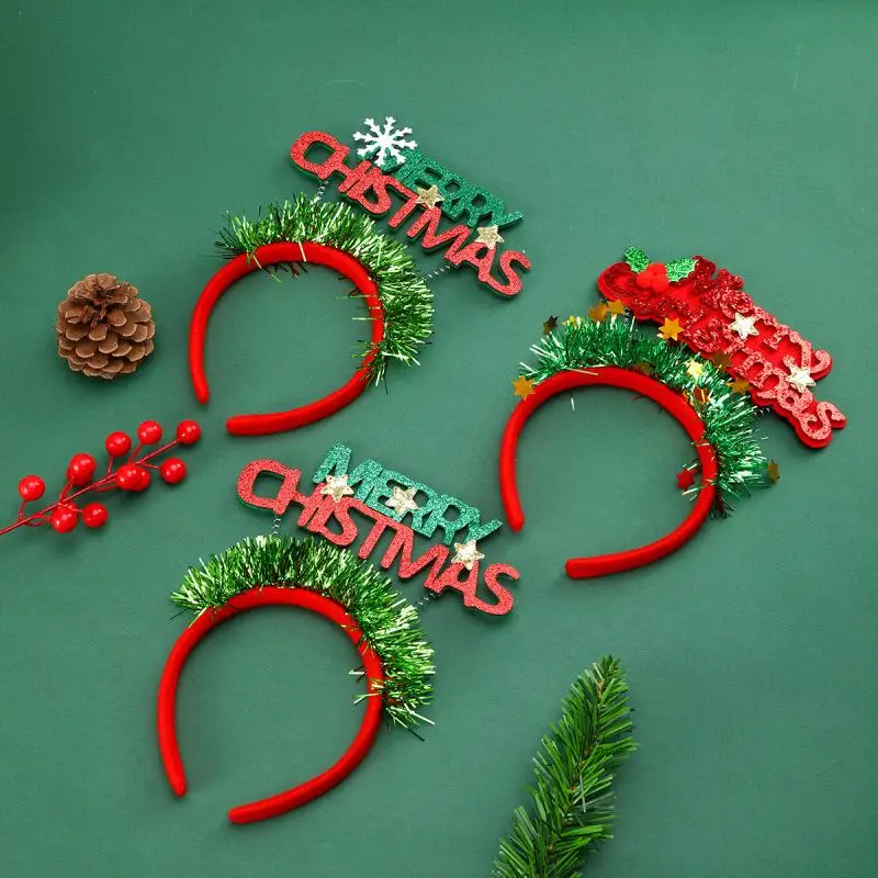 Wholesale New Hairband Christmas with Sequins English Headband Christmas Party Reunion Decorative Supplies Child Small Gift