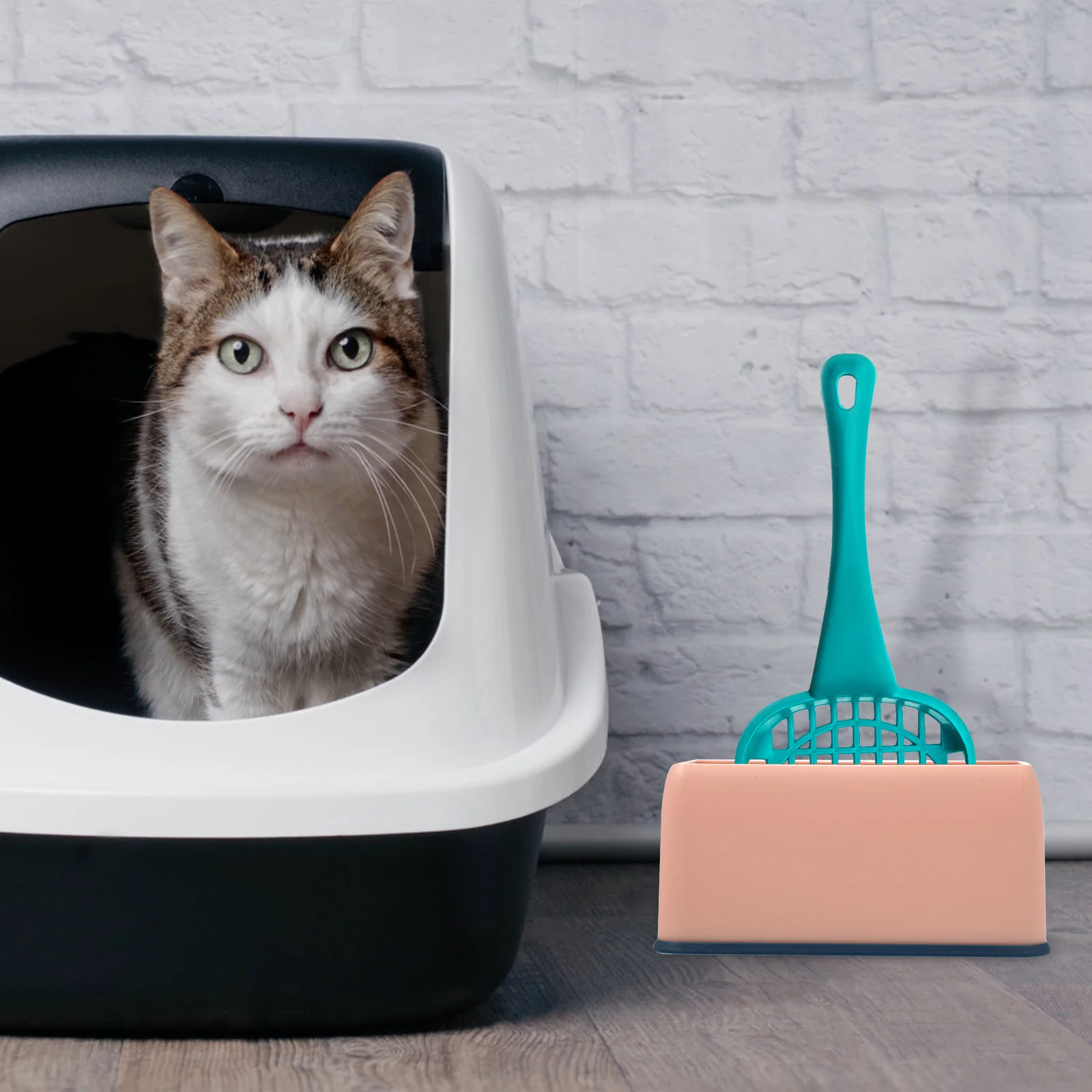 

2pcs Cat Litter Scoop Holder Premium Plastic Sturdy Reusable Washable Scoop Stand For Home Pet Supply Litter Shovel Storage