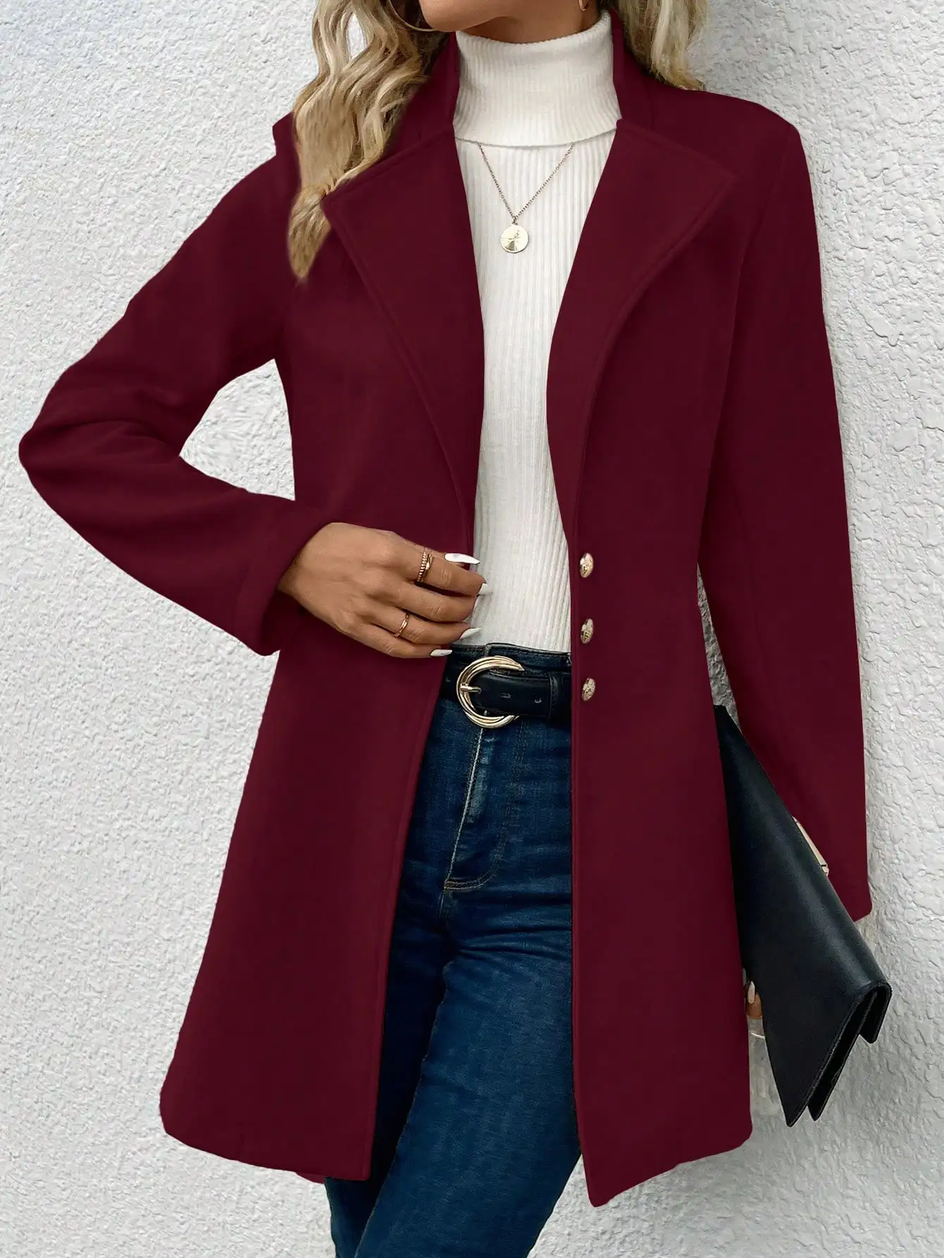 Women's Solid Color Lapel Woolen Jacket Fall Winter Cloth For Women trench coat for women coats for women women coat