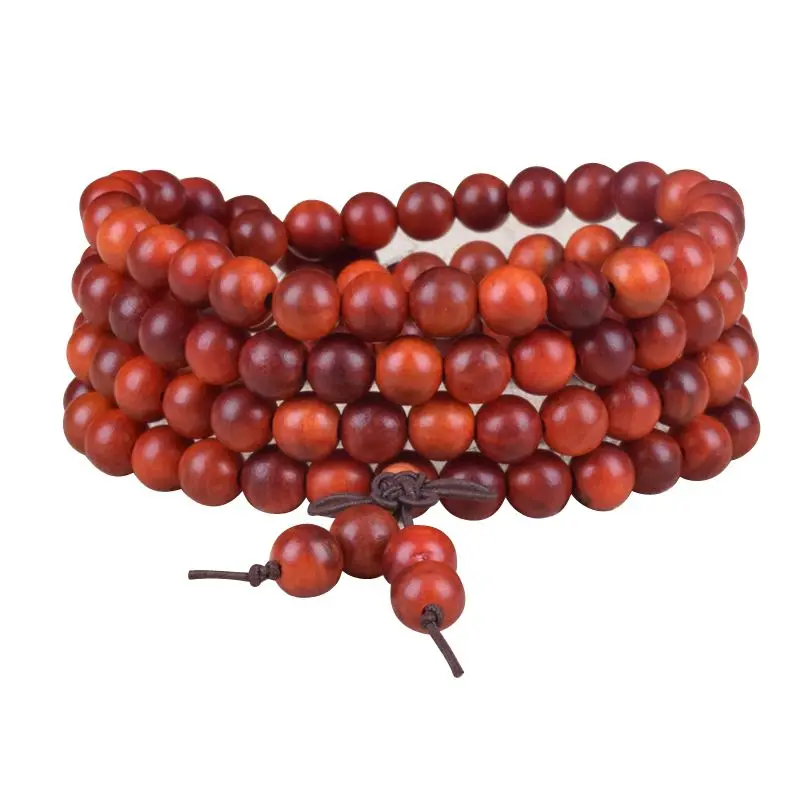 6/8mm Natural Sandalwood Buddhist Buddha Meditation Wood Prayer Bead Mala Bracelet Bangles Women Men Jewelry 108 Beads Bijoux