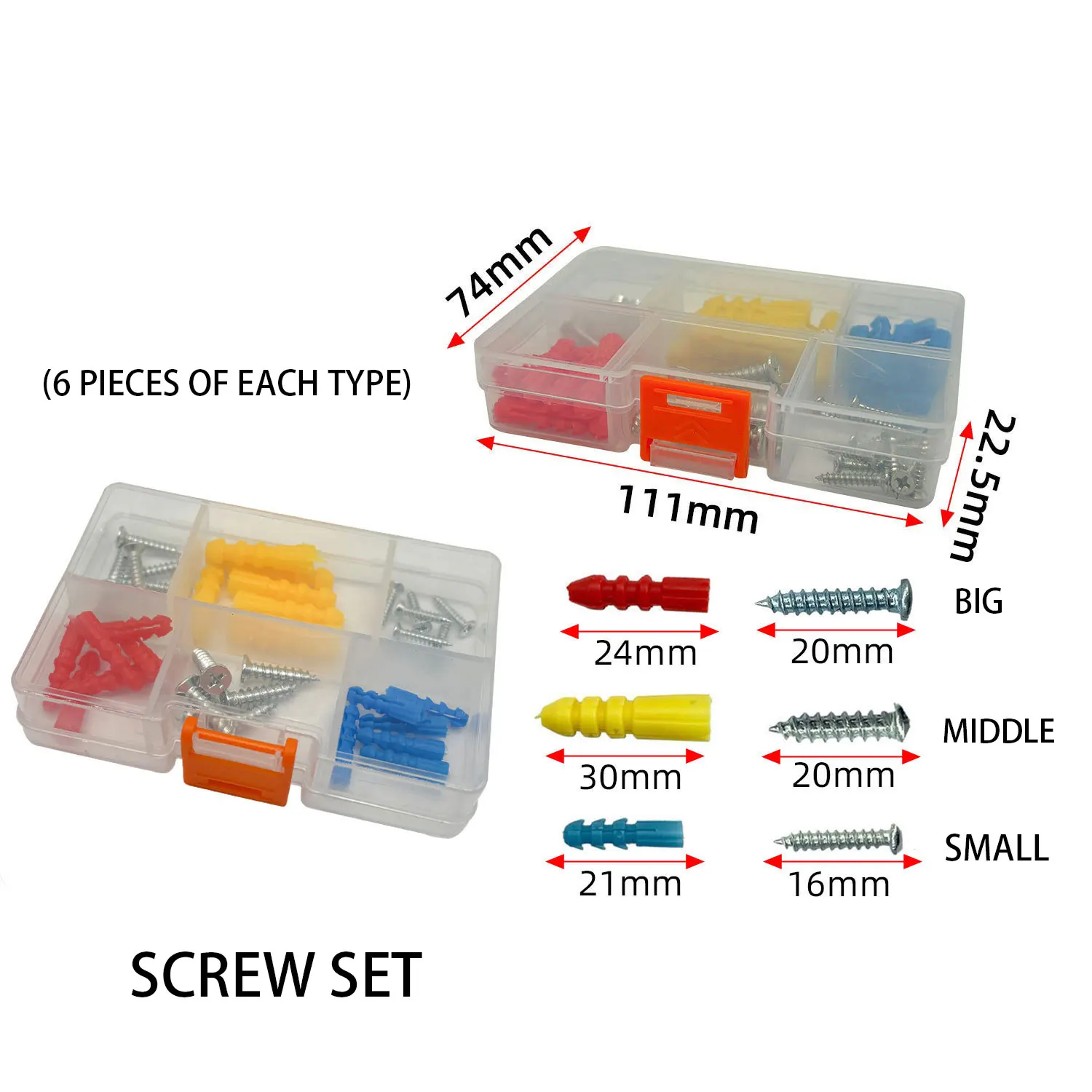 Plastic Self-Drilling Drywall Rib Anchors (With Screws) Assortment Kit, 36-Piece Drywall Anchor Kit (With Screws)