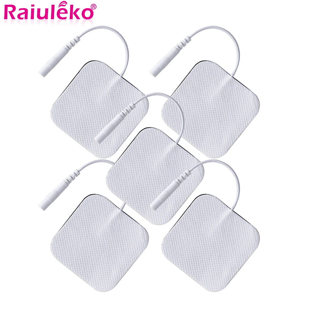 50/100 PCS Electrode Pads 4x4 Cm White Needle 2 MM Plug Non Woven Neuromuscular Stimulator TENS Ems Slimming Physiotherapy