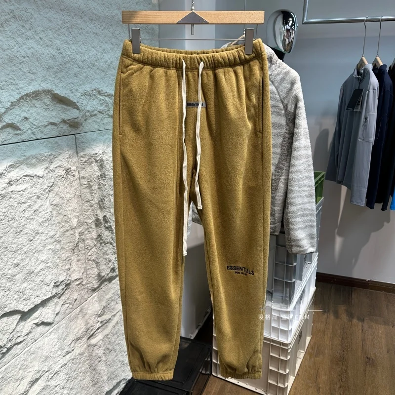 

Хаки цвета хаки! Мужские спортивные брюки на шнурке, свободного кроя, из полиэстера, для повседневной носки, зимние