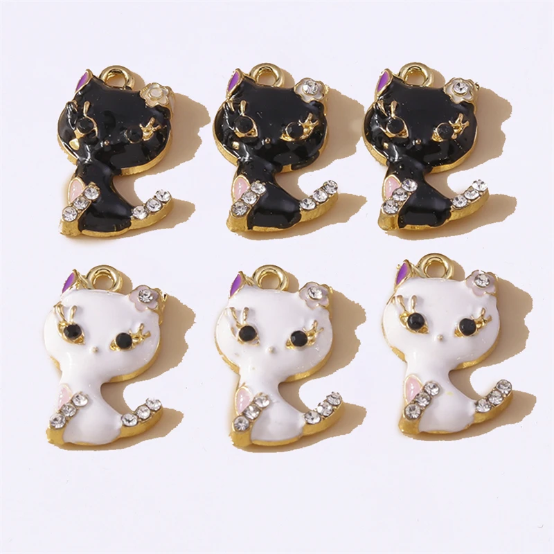 

Duarte 20Pcs/Lot Cartoon Animal Charms Crystal Enamel Cat Charms Pendants for Jewelry Making Necklaces Earrings DIY Crafts Gifts