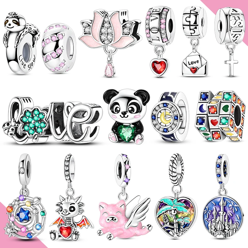 

New Charm 925 Silver Fit Original Beads Bracelet Making Panda Wrist Watch Woman Jewelry