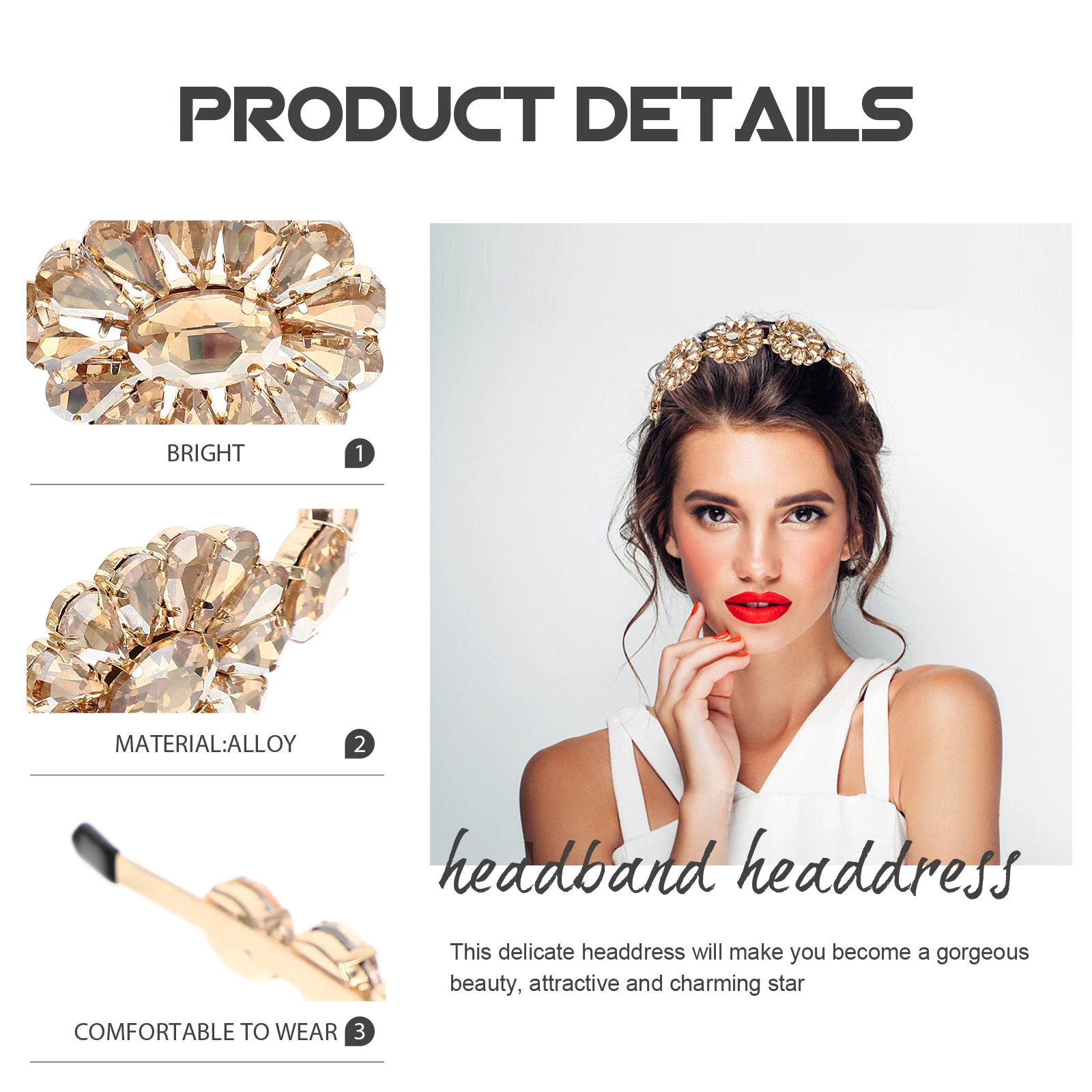 

Flower Headb Women Girls Brides Decorate Rhinestone Headb s Lightweight Comfortable Party Bridal Hoops Headdress