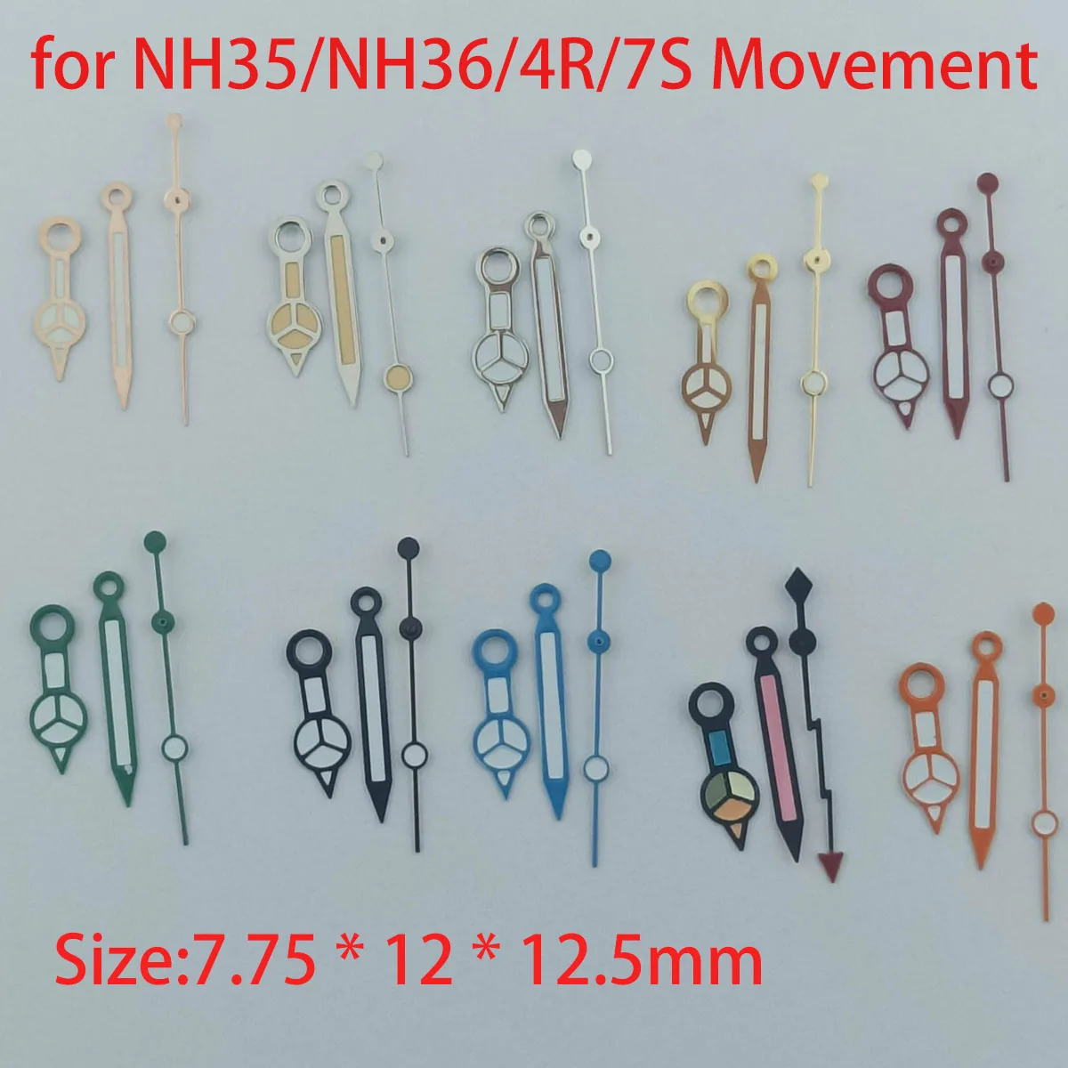 Multi-Color Watch Hand NH35 Hands 7.5mm 12mm 12.5mm Green Luminous Pointers Watch Accessories for NH35/NH36/4R/7S Movement