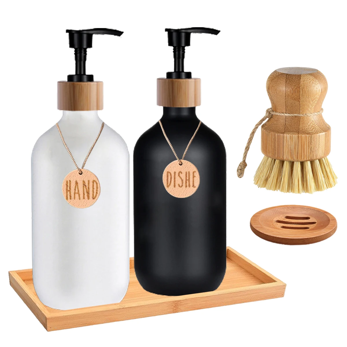 Kitchen Soap Dispenser Contains Hand Soap and Dish Soap Dispenser Sink Countertops Decor Dividing Bottle 500ml