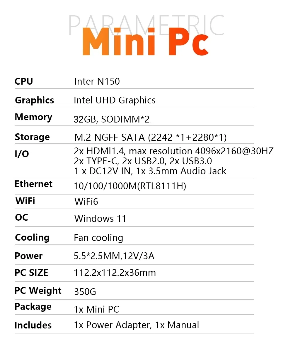 2026 New Portable Gaming Mini PC Intel N150 Core i3 6th Office/home Computer BT5.2 Wi-Fi 6 Mini PC 16/32GB RAM 2TB SSD Computer