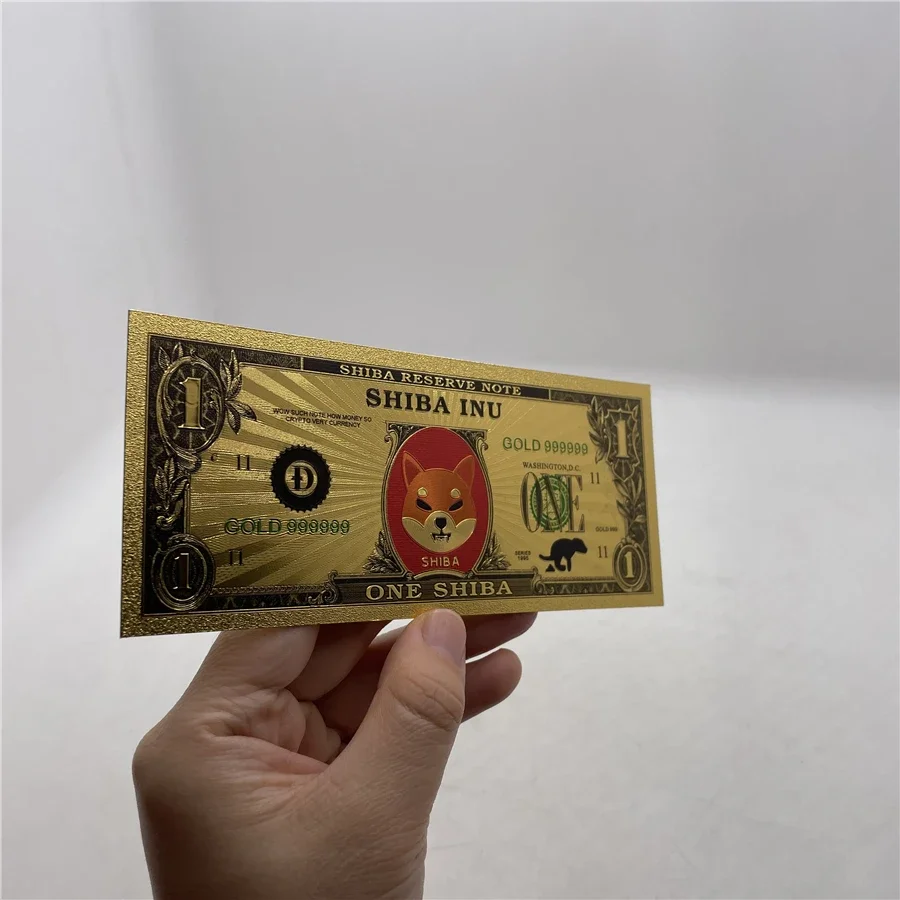 New Dogecoin Killer Shiba Inu Gold Banknotes(SHIB) CRYPTO Golden Plated Shib Red doge cards Doge Killer collectible notes gift