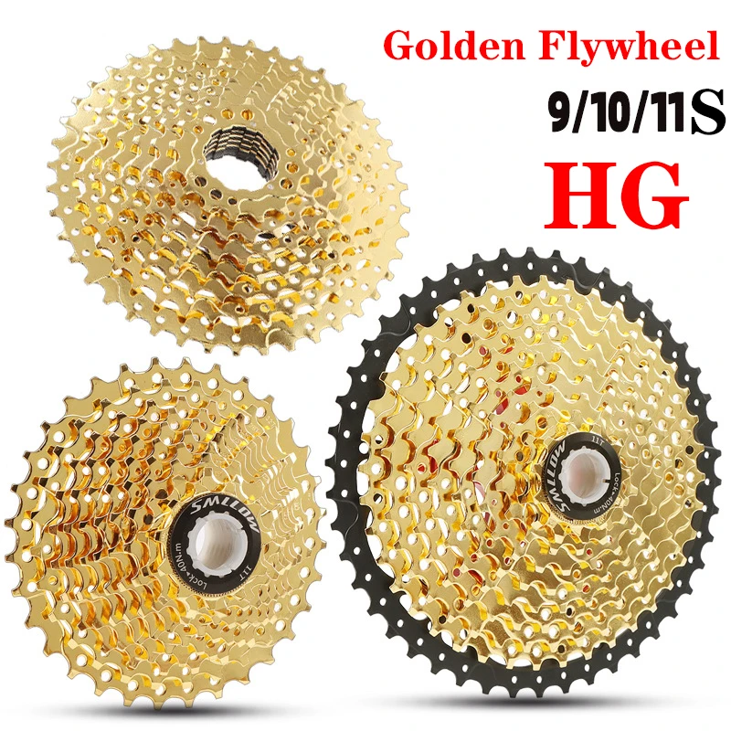 SMLLOW Golden Flywheel Sprocket Steel 10S/11S 32T/42T/50T Bicycle Freewheel 11 Speed Pinion Mtb HG