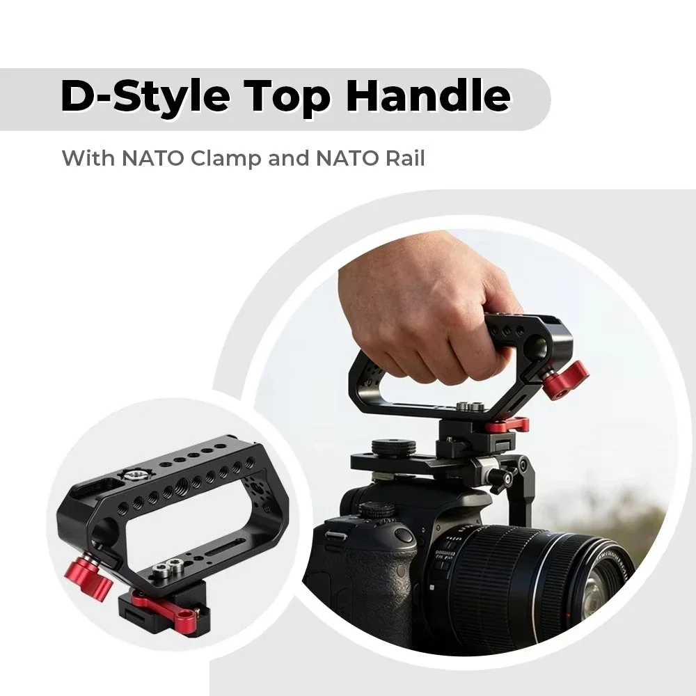 d-style-top-handle-with-nato-clamp-w-1-4-20-locating-holes-cold-shoe-for-dslr-for-sony-for-nikon-for-canon-camera-cage