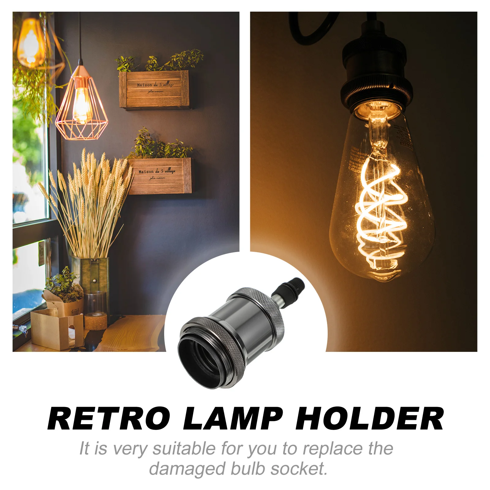 

6Pcs Retro Aluminum E27 Lamp Holder Vintage Light Socket Pendant Light Fixtures for Dining Room Living Room Bar Restaurant