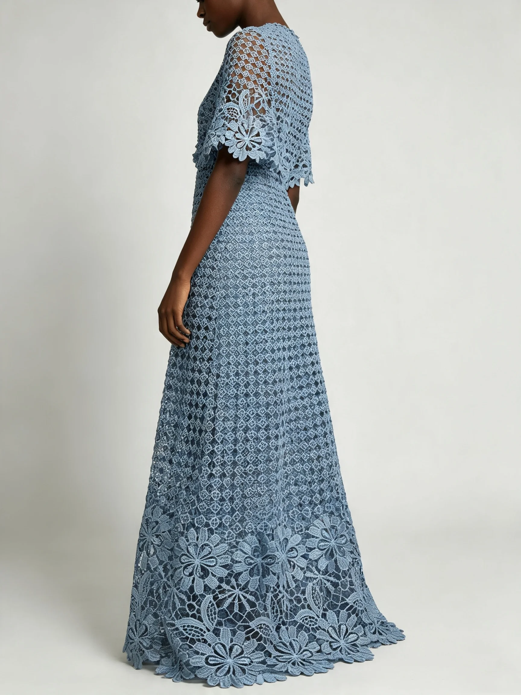 New Pure Color Flower Water Soluble African Lace Fabrics Cotton Embroidery Lace Hand-Cut Holes For Wedding Sewing Dress 5 Yards