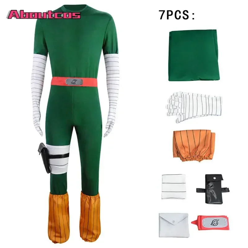 Aboutcos traje de Cosplay de Anime Rock Lee, traje de Carnaval de Halloween, Mono