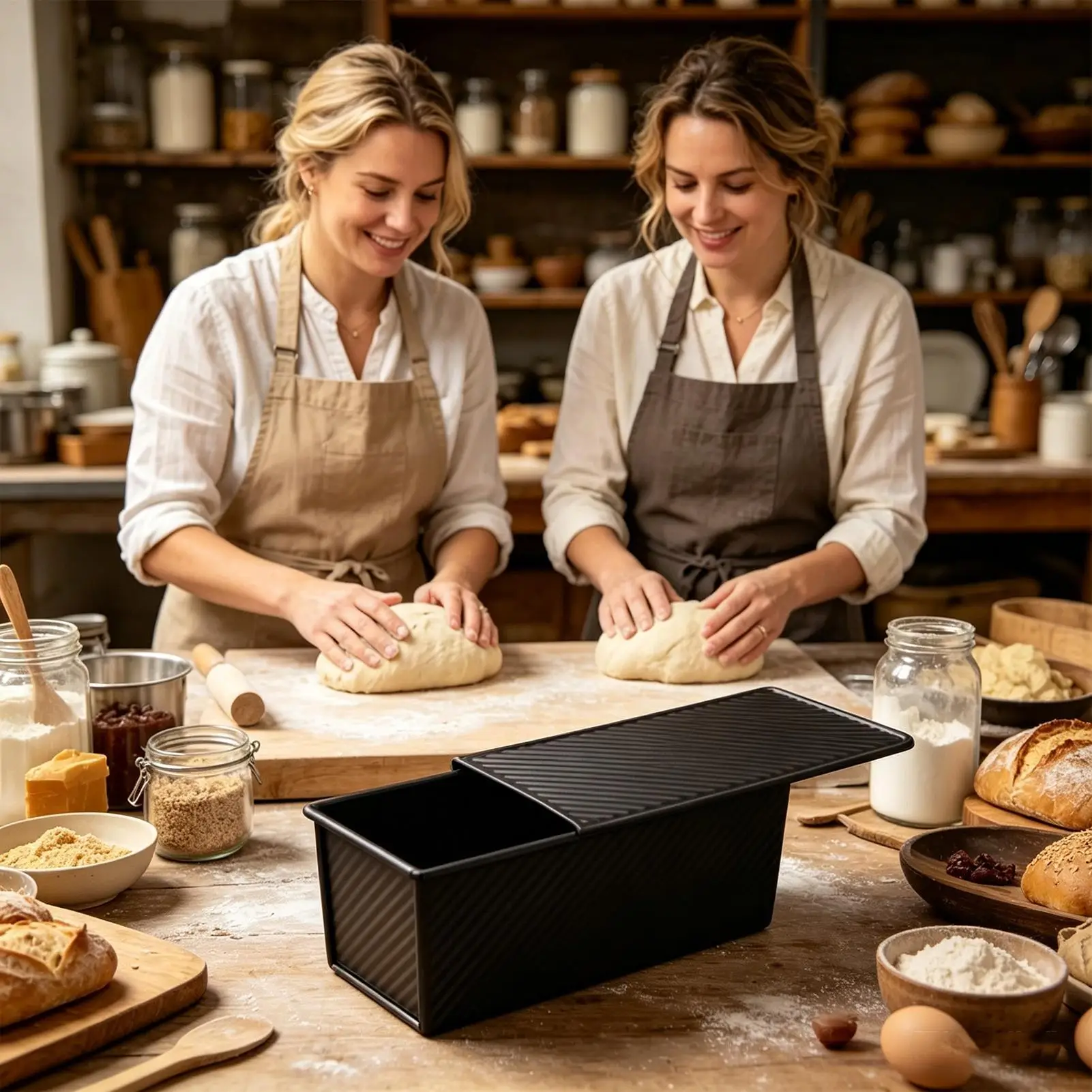 

Bread Loaf Pan With Lid Non-Stick Corrugated Easy Release Carbon Steel Sandwich Bread Tins Loaf Baking Pan For Home Kitchen
