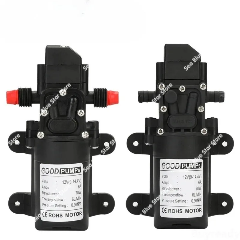 Automatic Flow Switch 6L/Min 12V 130PSI Automatic Diaphragm Water Pump Small Safe High Pressure Self-priming Pump