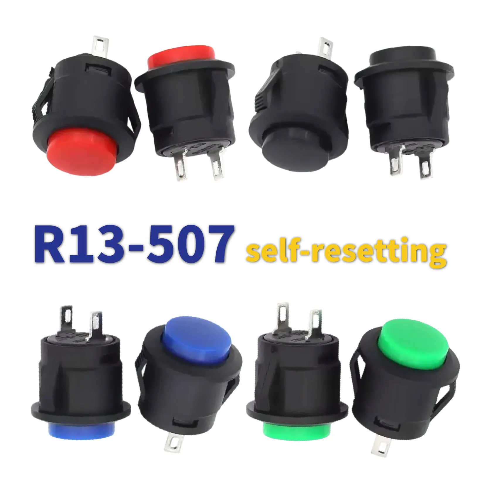 5/20PCS 6A 125V/3A 250VAC Snap on Button Switch 16MM Round Self Reset Push Switch Panel Mounting R13-507