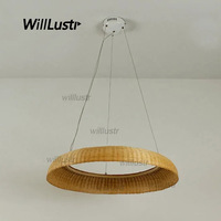 LED Bamboo Knitted Pendant Lamp Minimalist Annular Suspension Light Cafe Teahouse Canteen Handmade Hanging Ceiling Chandelier