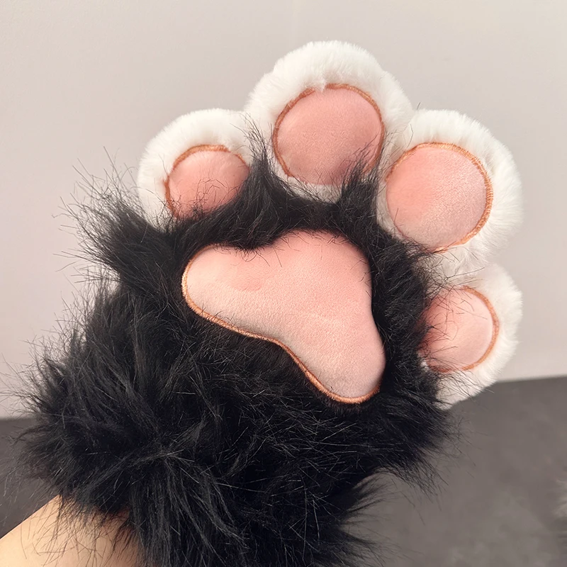 1Pair Funny Cat Paws Glove Cartoon Plush Furry Cat Cosplay Kig Costume Gloves Tiger Claws Cosplay Full Finger Faux Fur Mittens