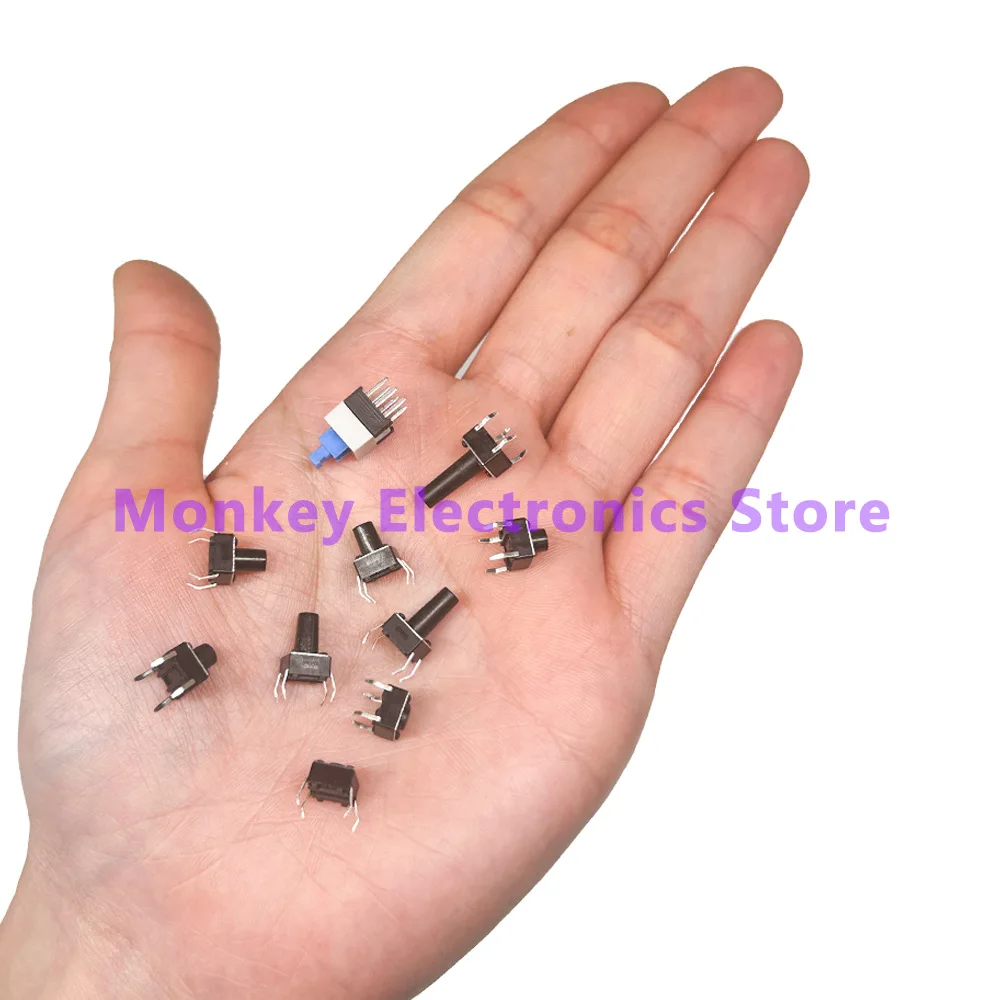 100/180/200pcs 10Models 6X6 Tact Switch Tactile Push Button Switch Kit Height 4.3 5~13MM DIP 4P Micro Switch7*7*14 Self-lockin