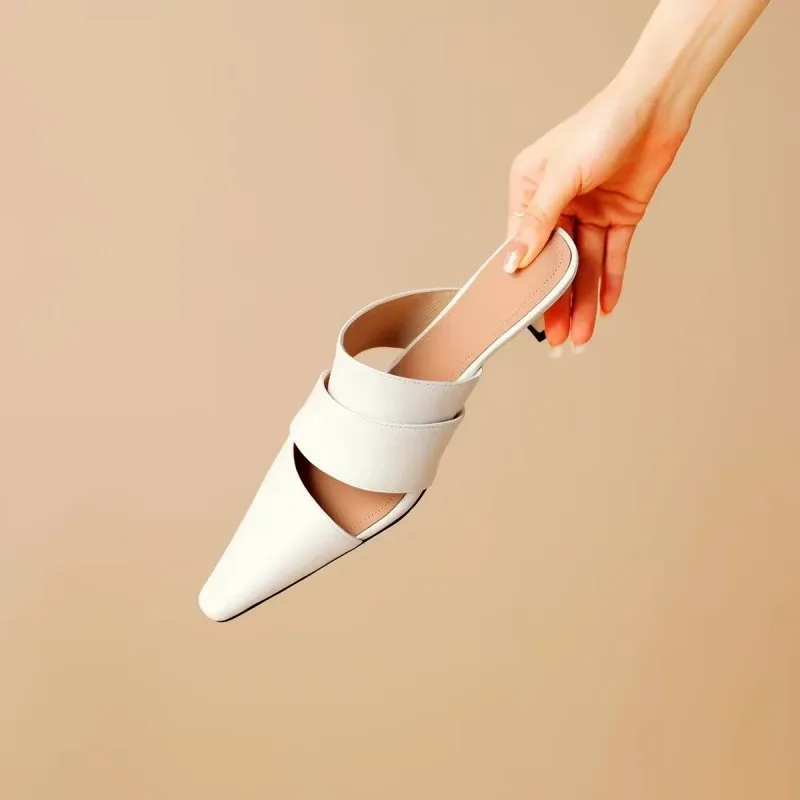 2026Summer New Pointed Toe Shallow Mouth Breathable Pumps Statement Cutout Stiletto Slippers