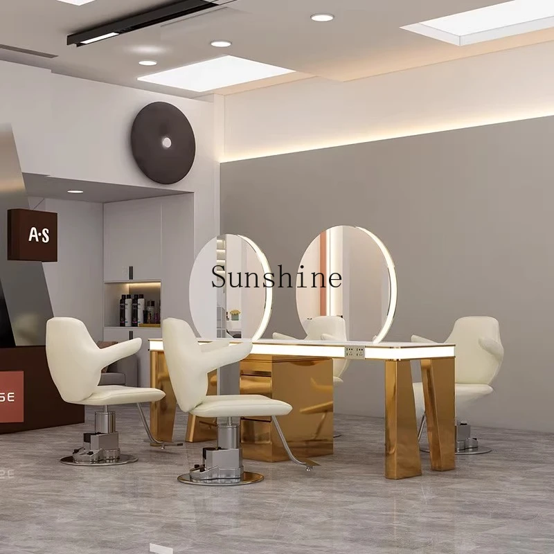 

Studio dressing table hair salon special light hair salon mirror stainless steel marble