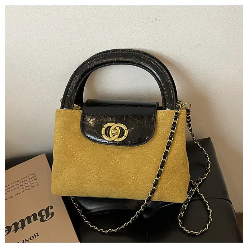 

​ Дизайнерская матовая сумка через плечо 2025, женская винтажная стеганая сумка через плечо, нишевая сумка с ремешком-цепочкой, элегантная ​