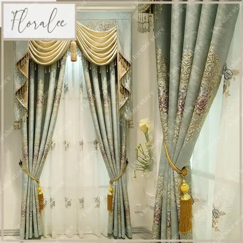Custom European-Style Curtains For Living Room Bedroom High Shading High Precision Embossed Curtain Roman Curtains Custom Size