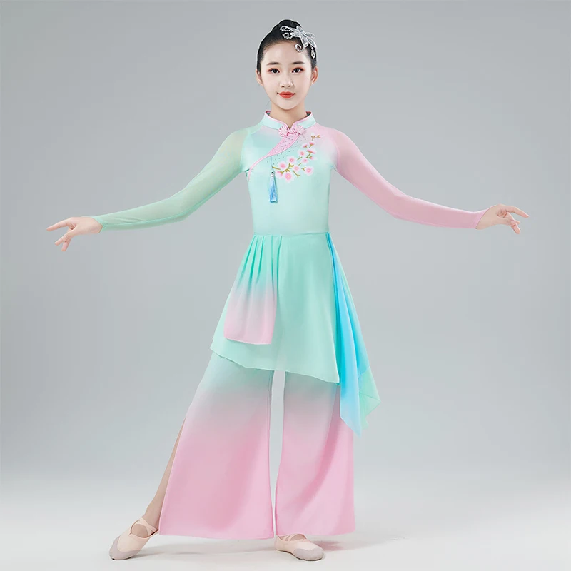 

New girls' classical dance costume Chinese style flowing fan umbrella dance performance costume chinese dance costume