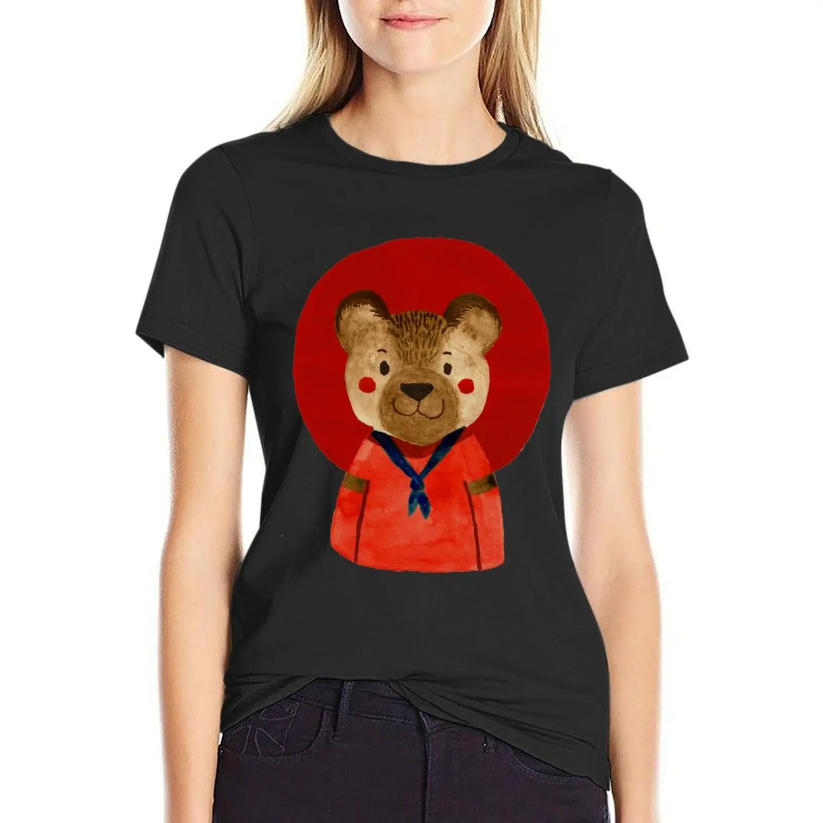 Boy Scout Bear Hand Painted T-Shirt Aesthetic clothing oversized plus size tops female ariat shirts for Women