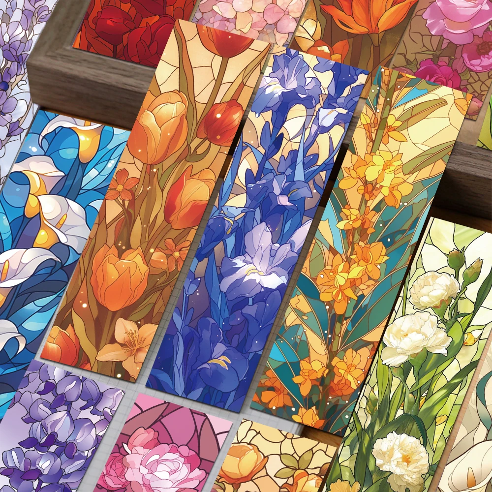 30 Stück Blumen-Buntglas-Lesezeichen, Leseseiten, Bücher, Tagging, Schreibwaren, DIY, ästhetische Lesezeichen, kreative Geschenke
